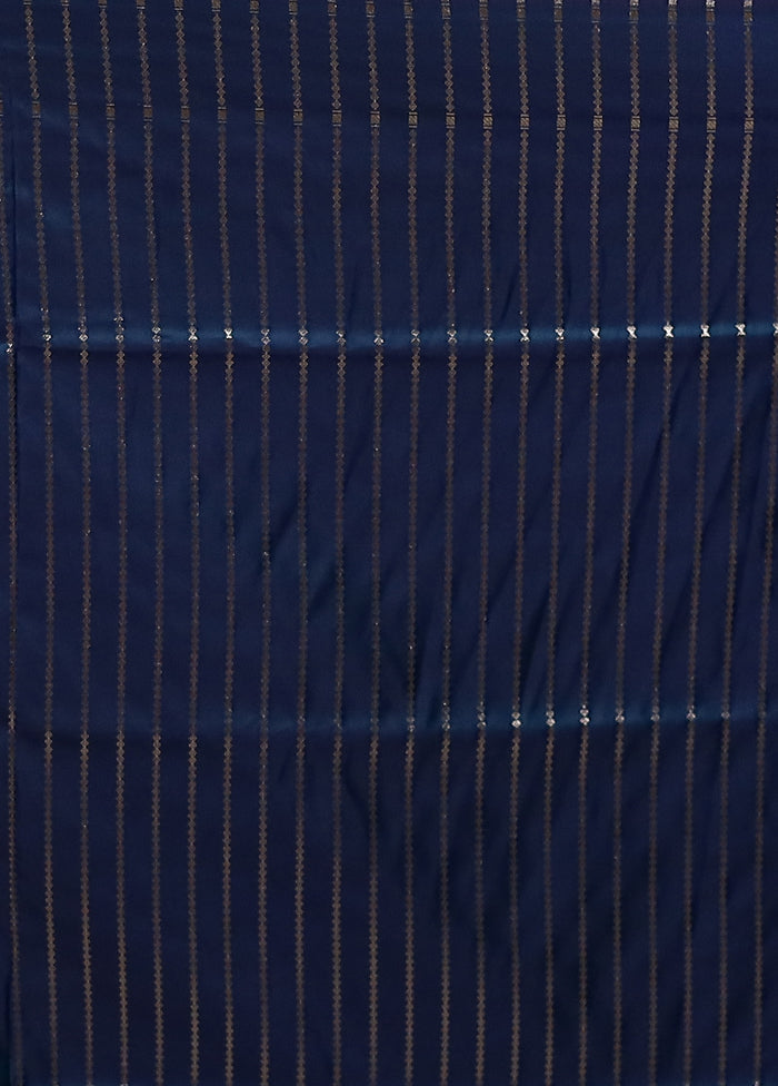 Blue Banarasi Silk Saree With Blouse Piece