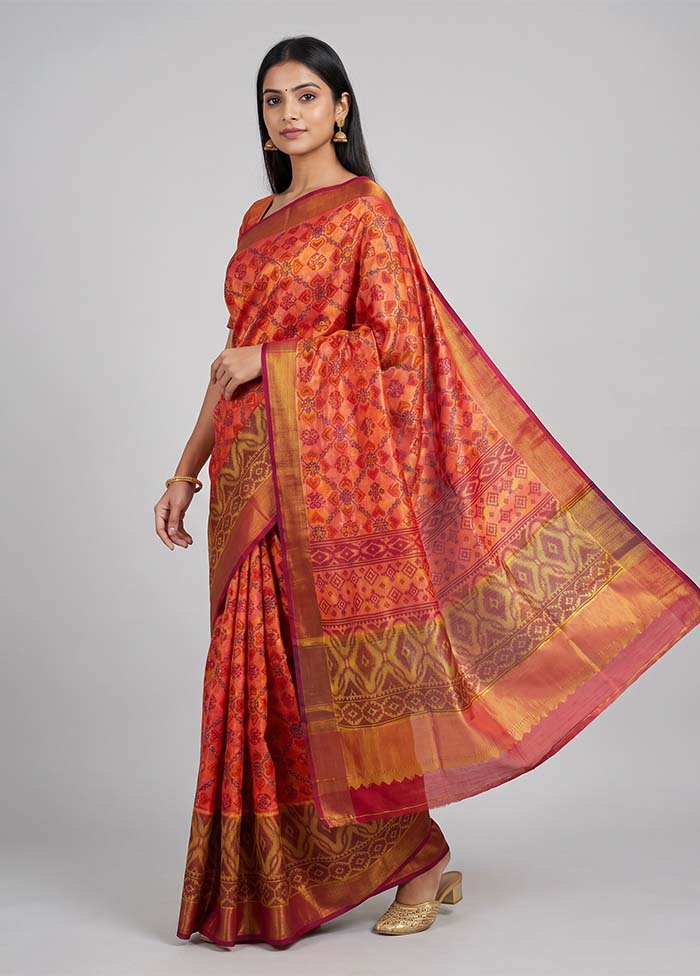 Pink Dupion Silk Saree With Blouse Piece