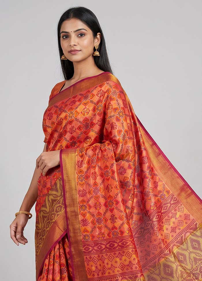 Pink Dupion Silk Saree With Blouse Piece
