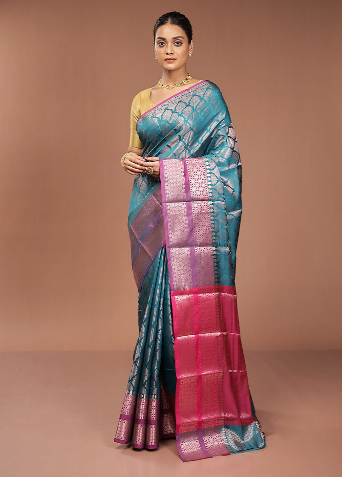 Green Dupion Silk Saree With Blouse Piece