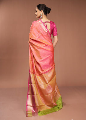 Pink Dupion Silk Saree With Blouse Piece