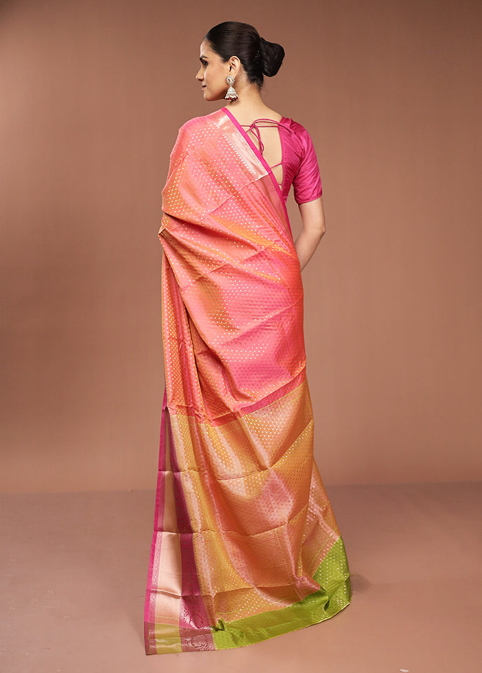 Pink Dupion Silk Saree With Blouse Piece