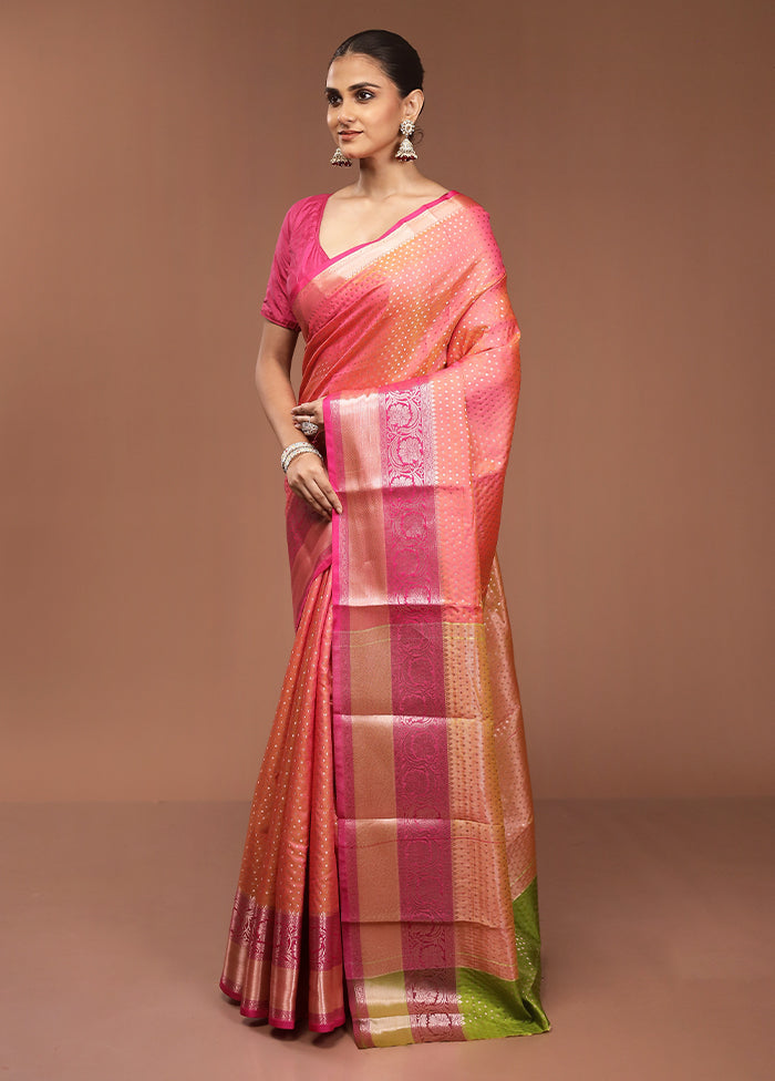 Pink Dupion Silk Saree With Blouse Piece