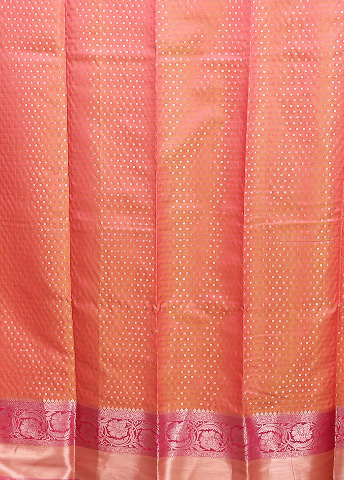 Pink Dupion Silk Saree With Blouse Piece