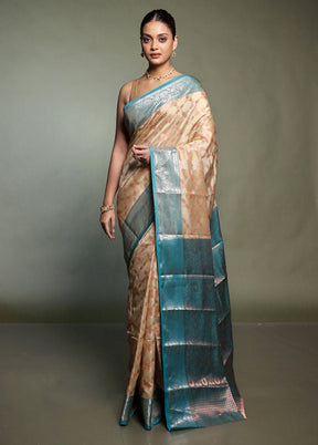 Cream Kora Silk Saree With Blouse Piece