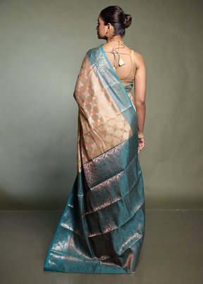 Cream Kora Silk Saree With Blouse Piece