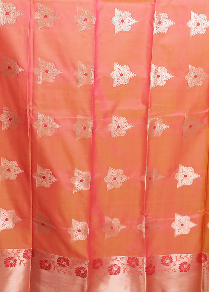 Orange Dupion Silk Saree With Blouse Piece