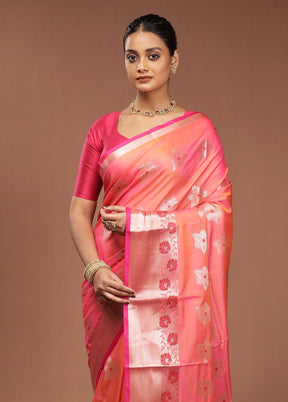Pink Dupion Silk Saree With Blouse Piece