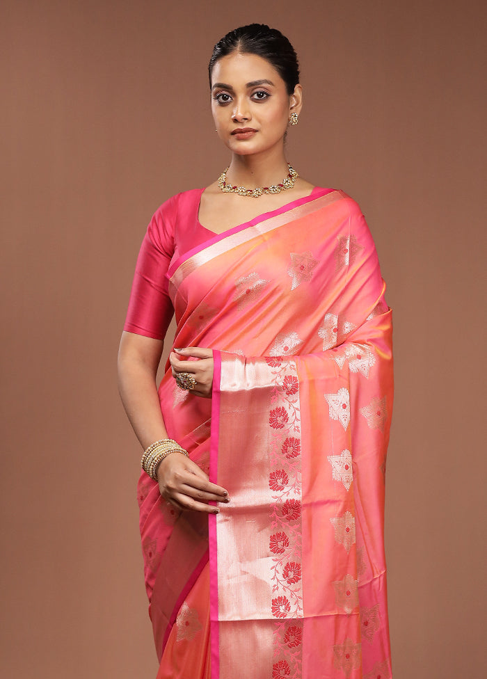 Pink Dupion Silk Saree With Blouse Piece