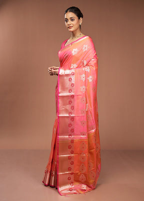 Pink Dupion Silk Saree With Blouse Piece