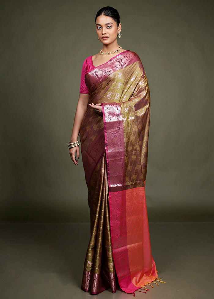 Cream Dupion Silk Saree With Blouse Piece