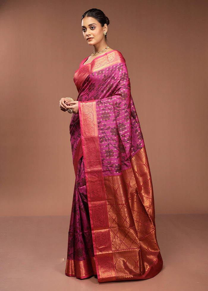 Pink Dupion Silk Saree With Blouse Piece