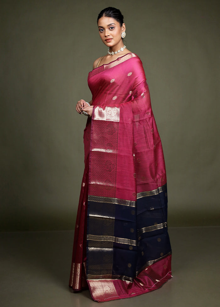 Pink Cotton Saree With Blouse Piece