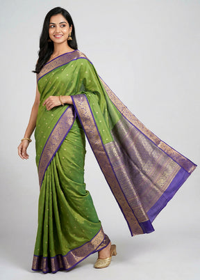 Green Kanjivaram Silk Saree With Blouse Piece