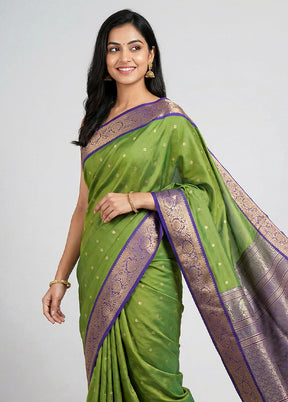 Green Kanjivaram Silk Saree With Blouse Piece
