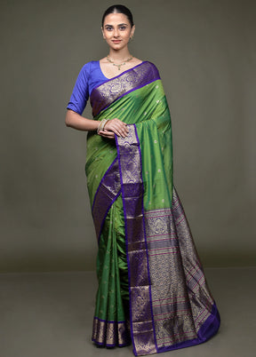 Green Kanjivaram Silk Saree With Blouse Piece
