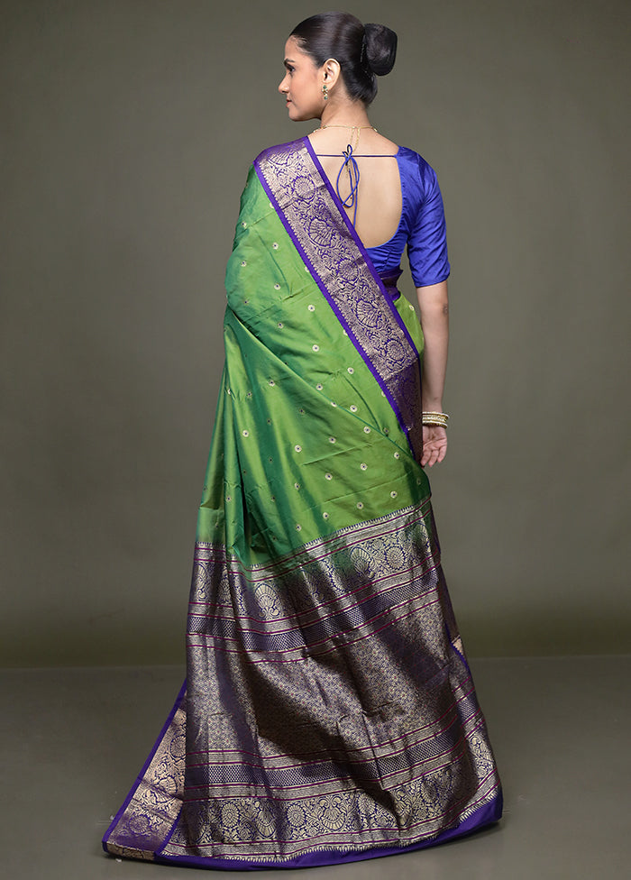 Green Kanjivaram Silk Saree With Blouse Piece