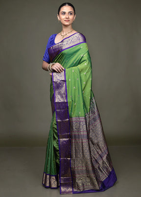 Green Kanjivaram Silk Saree With Blouse Piece