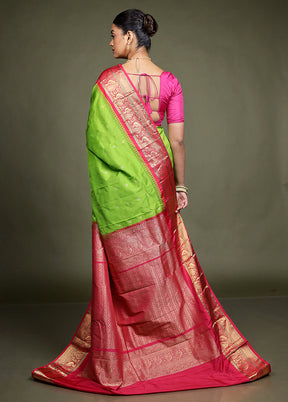 Green Kanjivaram Silk Saree With Blouse Piece