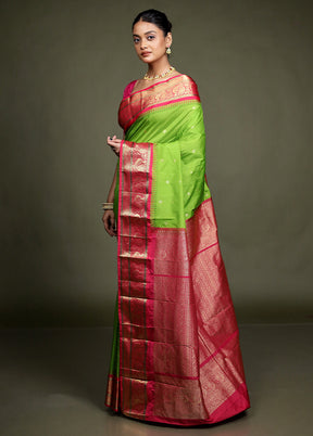 Green Kanjivaram Silk Saree With Blouse Piece