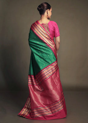 Green Kanjivaram Silk Saree With Blouse Piece