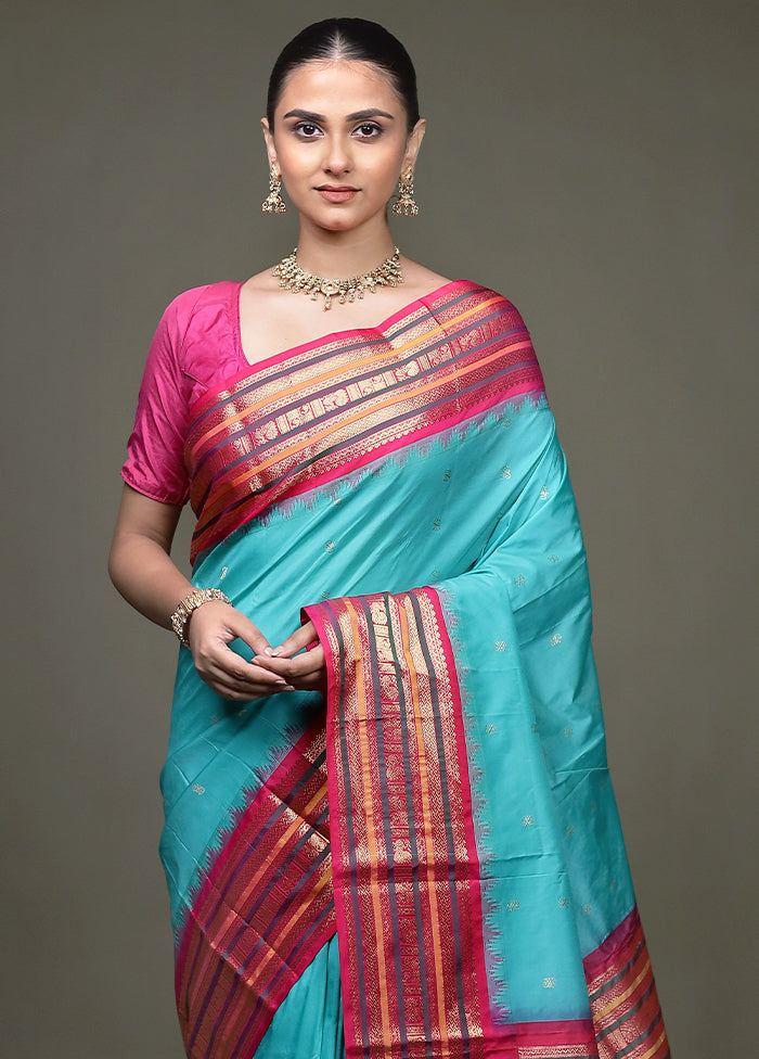Green Kanjivaram Silk Saree With Blouse Piece
