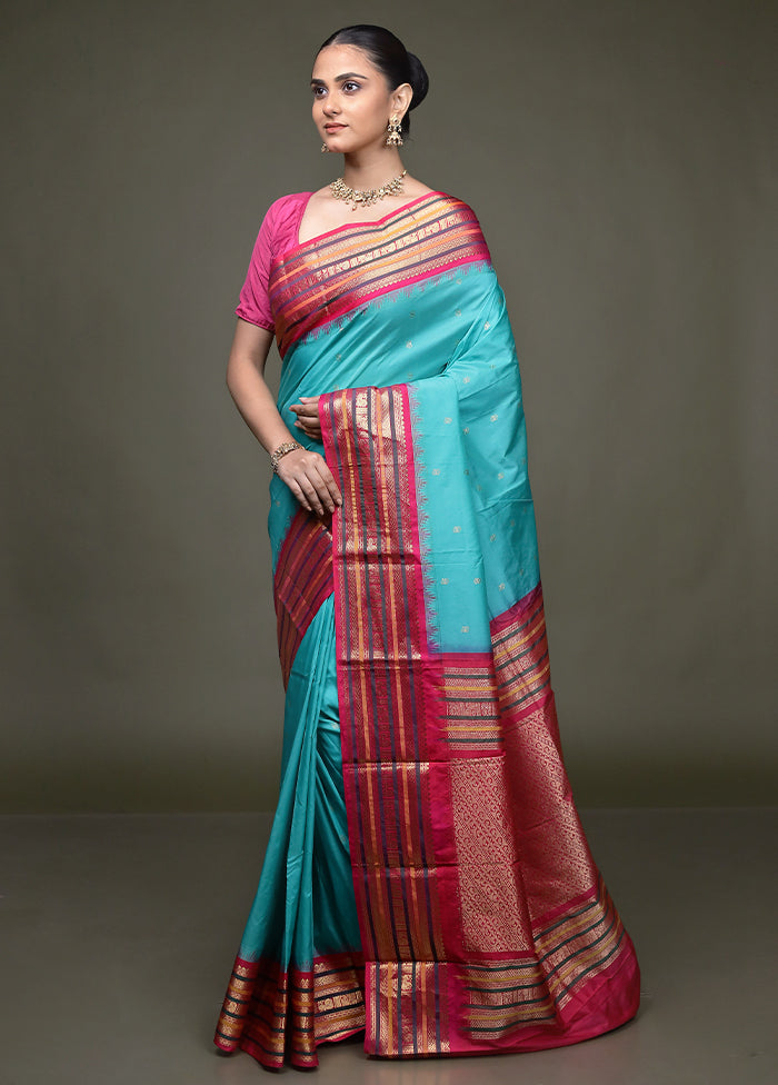 Green Kanjivaram Silk Saree With Blouse Piece