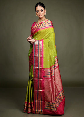 Green Kanjivaram Silk Saree With Blouse Piece