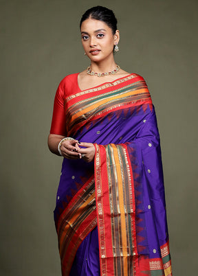 Blue Kanjivaram Silk Saree With Blouse Piece