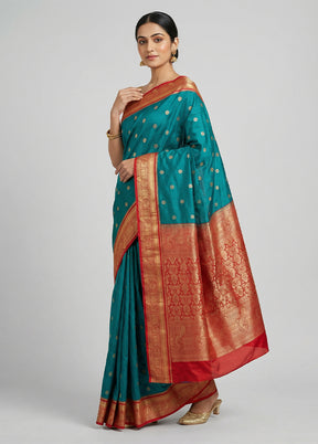 Green Kanjivaram Silk Saree With Blouse Piece