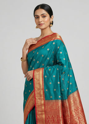 Green Kanjivaram Silk Saree With Blouse Piece