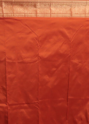 Rust Kanjivaram Silk Saree With Blouse Piece