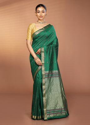 Green Kanjivaram Silk Saree With Blouse Piece