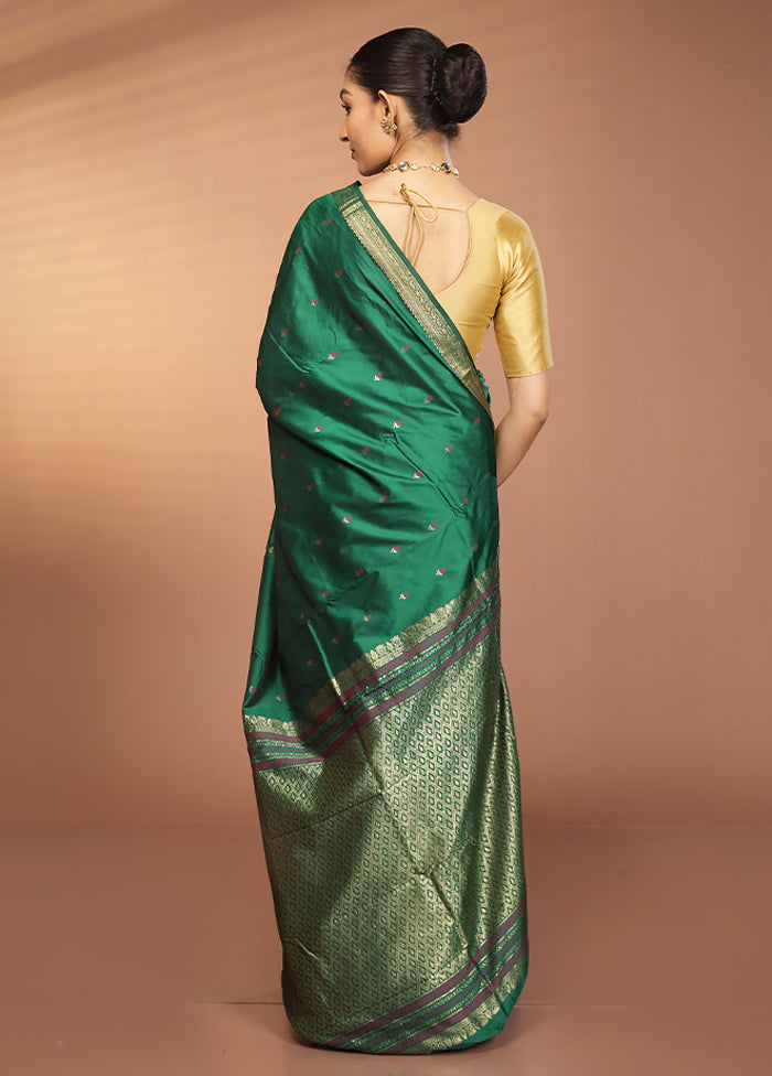 Green Kanjivaram Silk Saree With Blouse Piece