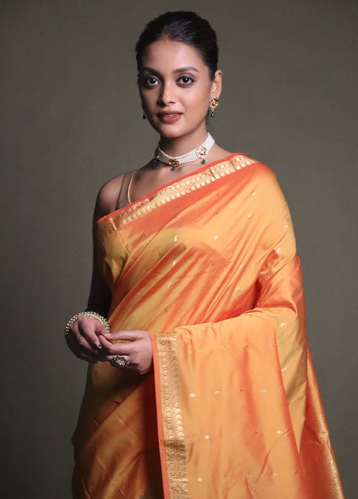 Yellow Kanjivaram Silk Saree With Blouse Piece