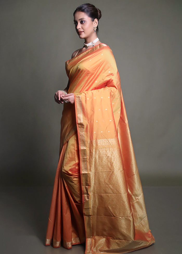 Yellow Kanjivaram Silk Saree With Blouse Piece