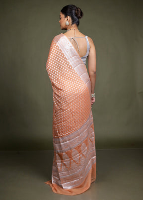 Pink Kora Silk Saree With Blouse Piece