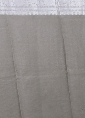 Grey Kora Silk Saree With Blouse Piece