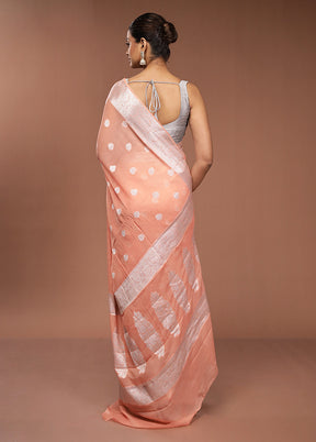 Pink Kora Silk Saree With Blouse Piece
