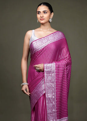 Pink Kora Silk Saree With Blouse Piece