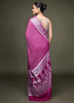 Pink Kora Silk Saree With Blouse Piece