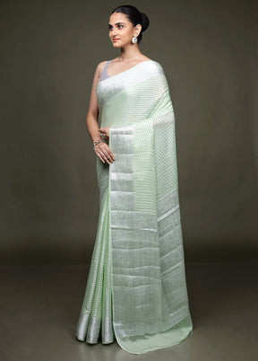Green Kora Silk Saree With Blouse Piece