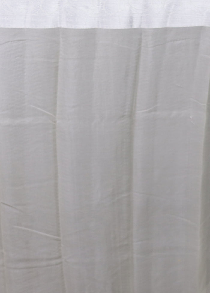 White Kora Silk Saree With Blouse Piece