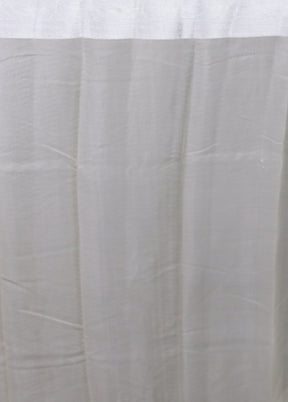 White Kora Silk Saree With Blouse Piece
