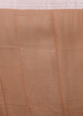 Peach Kora Silk Saree With Blouse Piece