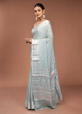 Green Kora Silk Saree With Blouse Piece