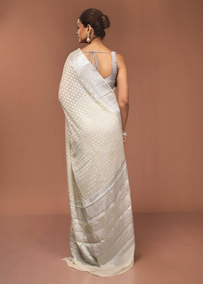 Cream Kora Silk Saree With Blouse Piece