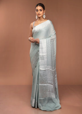 Green Kora Silk Saree With Blouse Piece