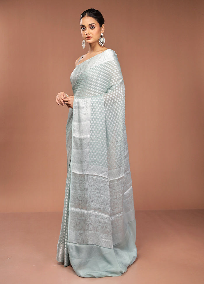 Green Kora Silk Saree With Blouse Piece