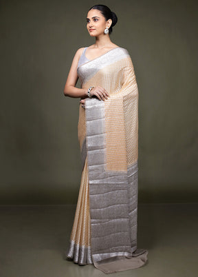Pink Handloom Kora Pure Silk Saree With Blouse Piece